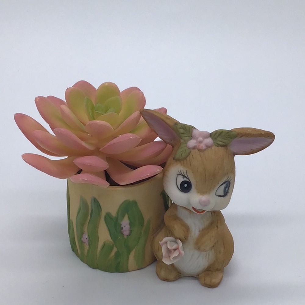Vintage Ceramic Bunny Small Planter Or Toothpick Holder